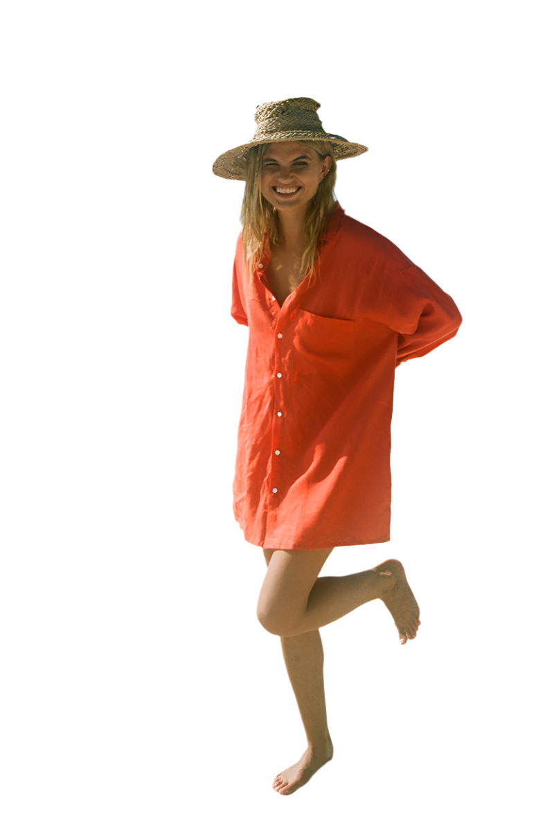 Jade – Women’s Summer Shirt Dress in Coral Linen