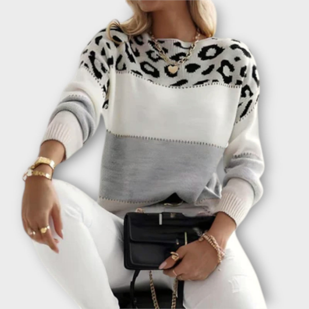Andie – Chic Women’s Leopard-Print Winter Sweater