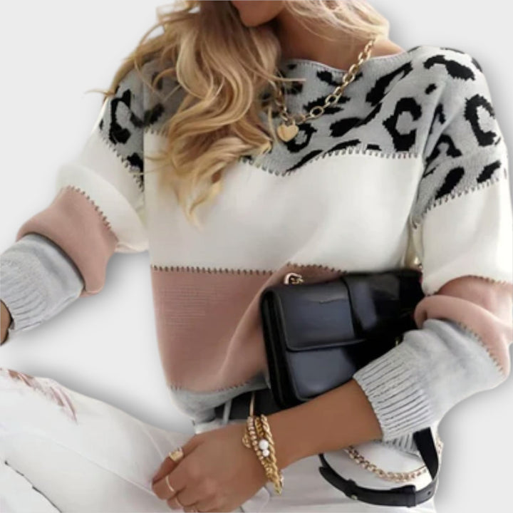 Andie – Chic Women’s Leopard-Print Winter Sweater