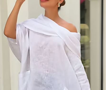 Lindsay – Off-Shoulder Women’s Linen Tunic