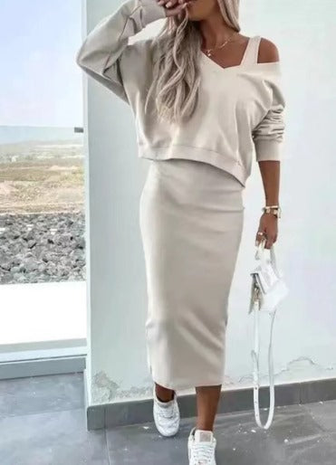 Lucienne – Women’s Layered Hoodie & Dress Casual Set