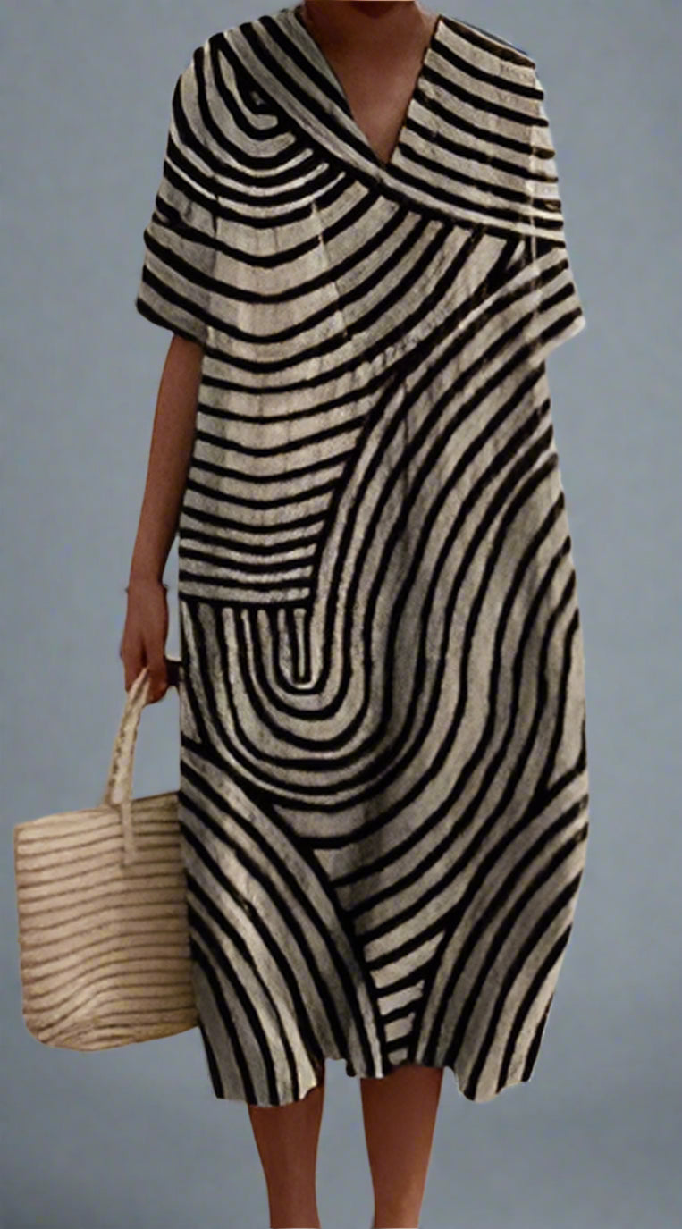 Lucy – Elegant Vintage Stripe Midi Dress