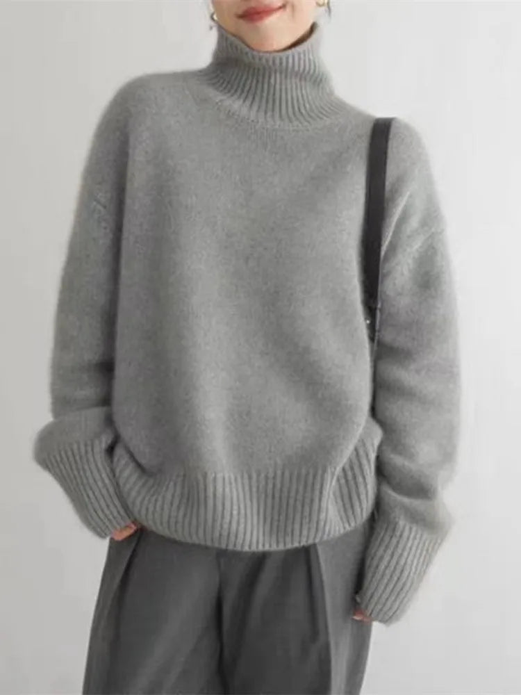 Sarina – Women’s Cashmere High Collar Sweater