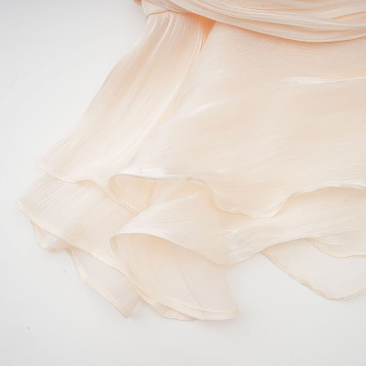 Kali – Fully-Pleated Women’s Ruffled Mini Dress in Neutral Tones