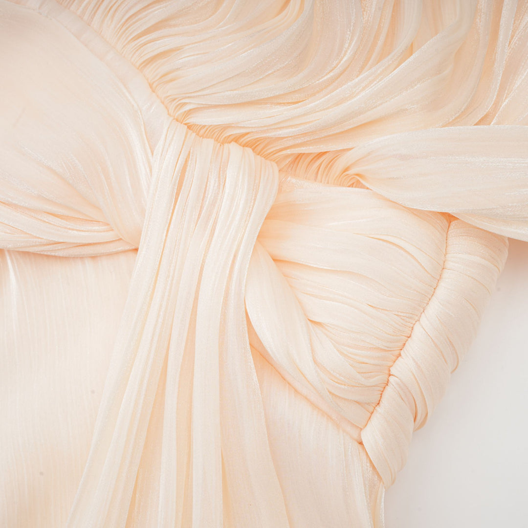 Kali – Fully-Pleated Women’s Ruffled Mini Dress in Neutral Tones