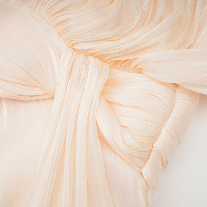Kali – Fully-Pleated Women’s Ruffled Mini Dress in Neutral Tones