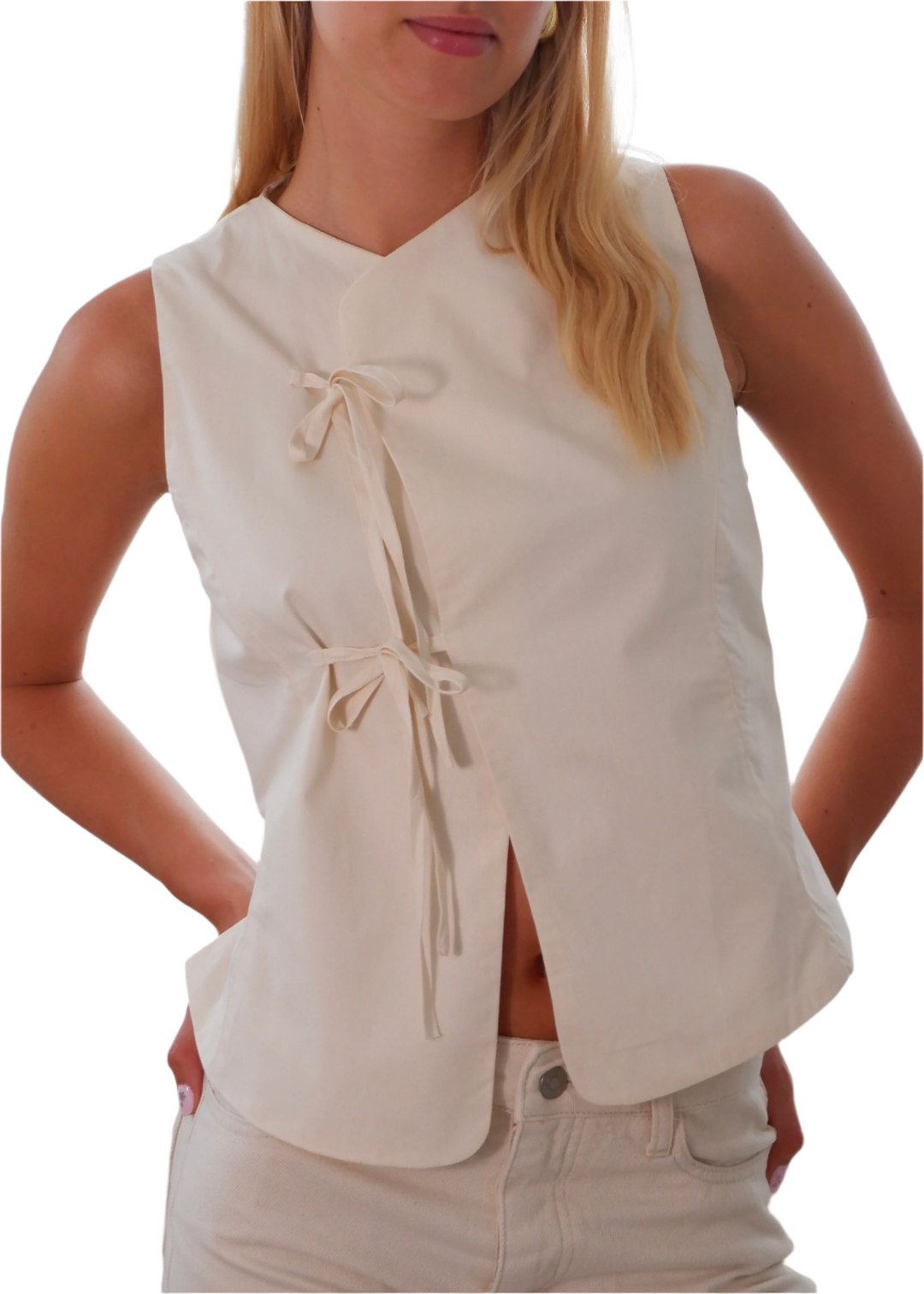Jessica – Minimalist Women’s Tie-Front Top