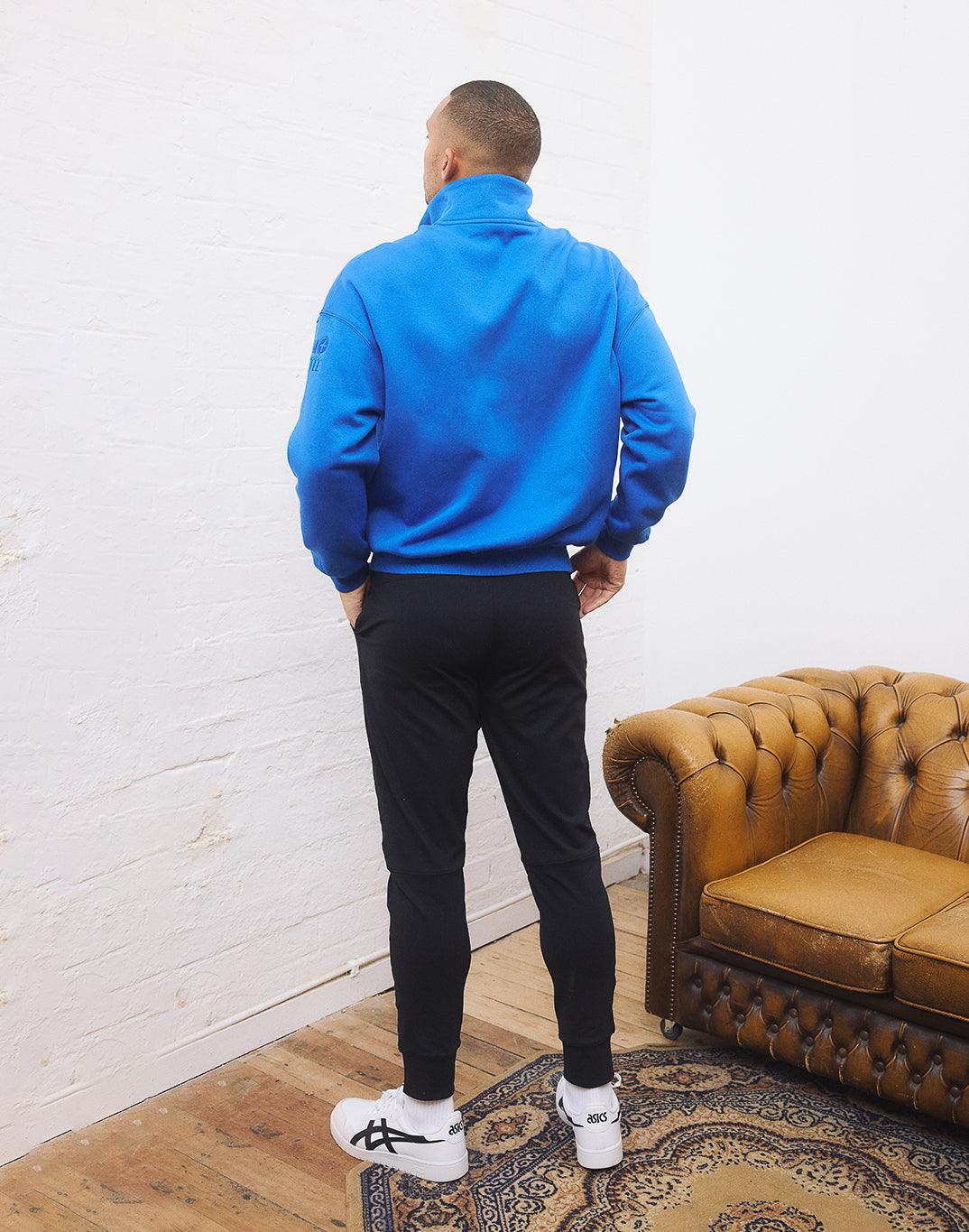 Alexis – Azure Blue Snap-Collar Unisex Sweatshirt