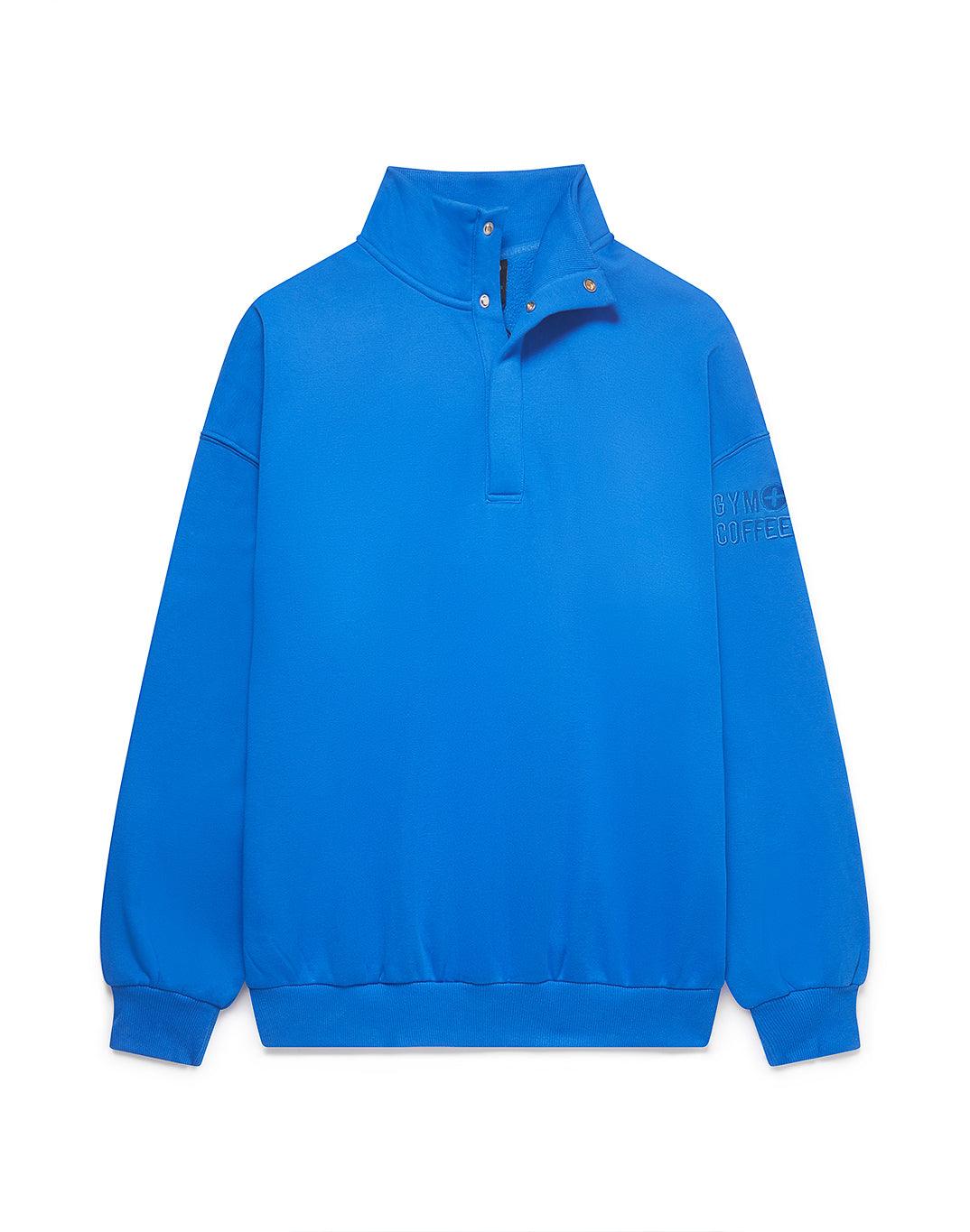 Alexis – Azure Blue Snap-Collar Unisex Sweatshirt