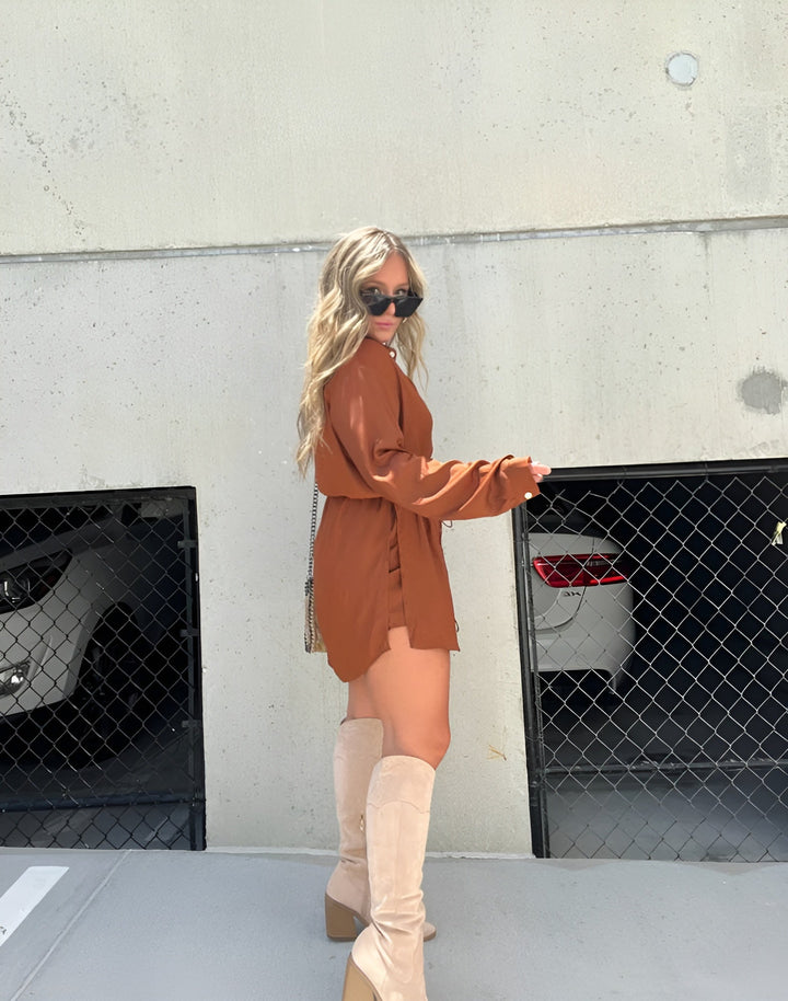 Brona – Trendy Satin Romper Dress for Women