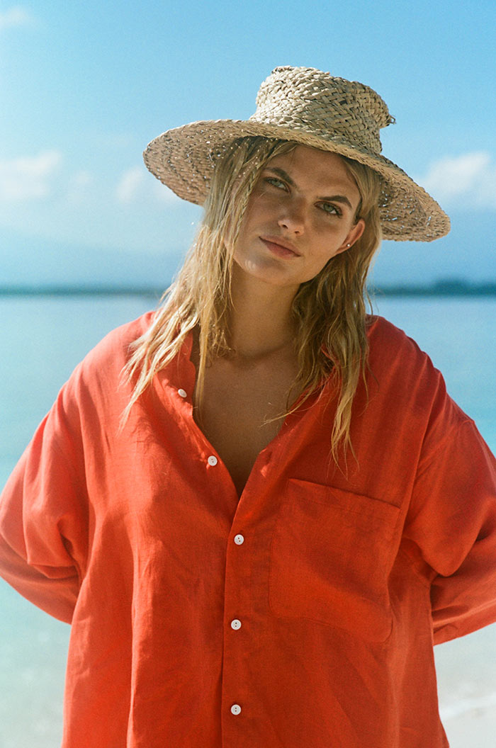 Jade – Women’s Summer Shirt Dress in Coral Linen