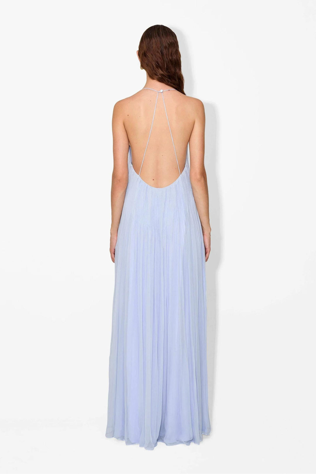 Clarize – Powdered Blue Hand-Made Pintuck Maxi Dress for Women