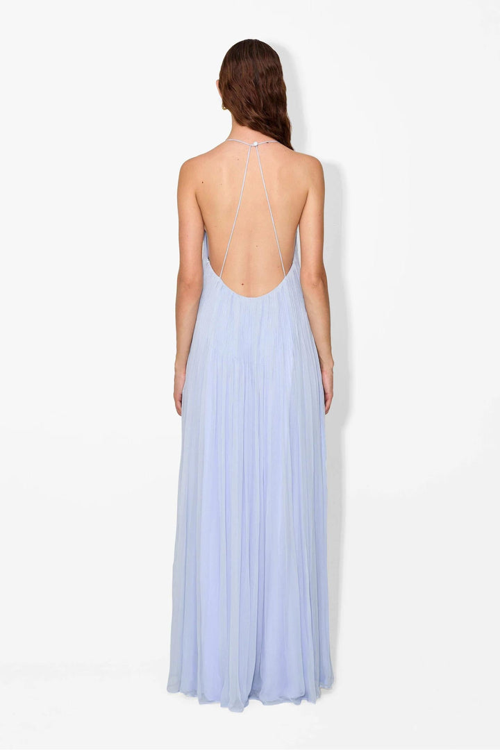 Clarize – Powdered Blue Hand-Made Pintuck Maxi Dress for Women