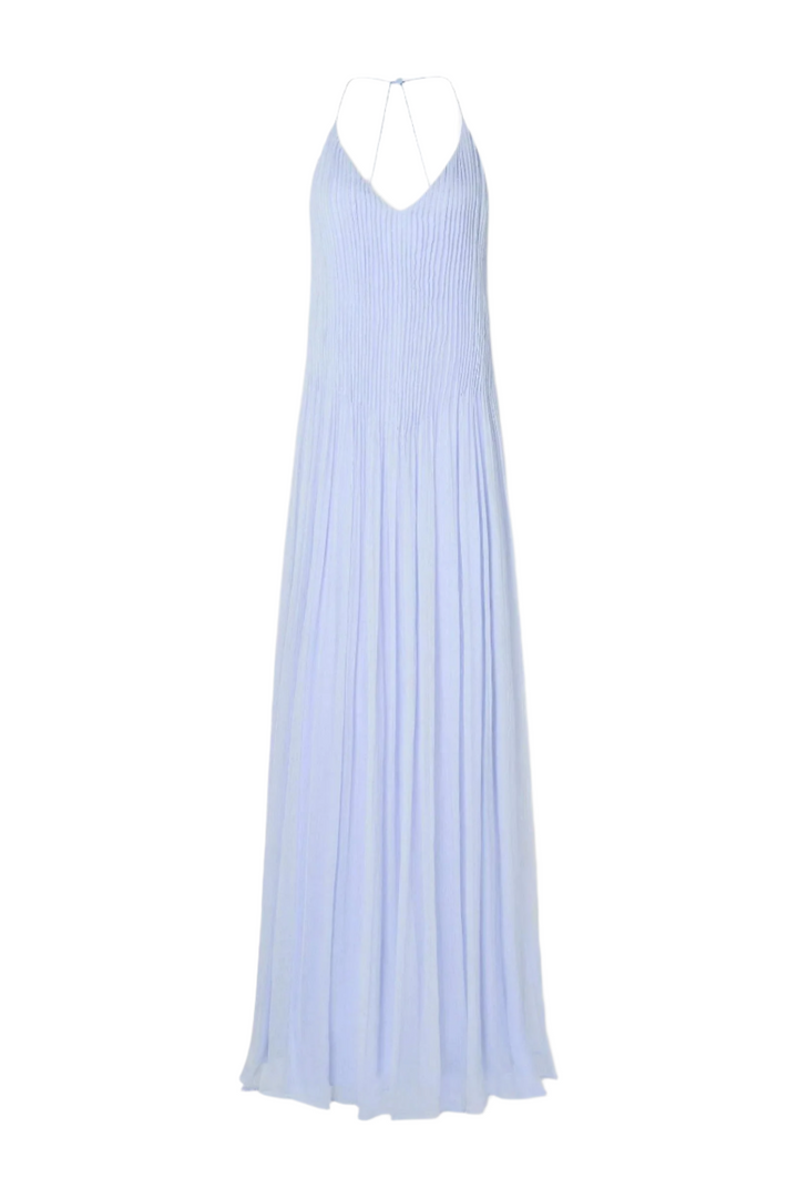 Clarize – Powdered Blue Hand-Made Pintuck Maxi Dress for Women