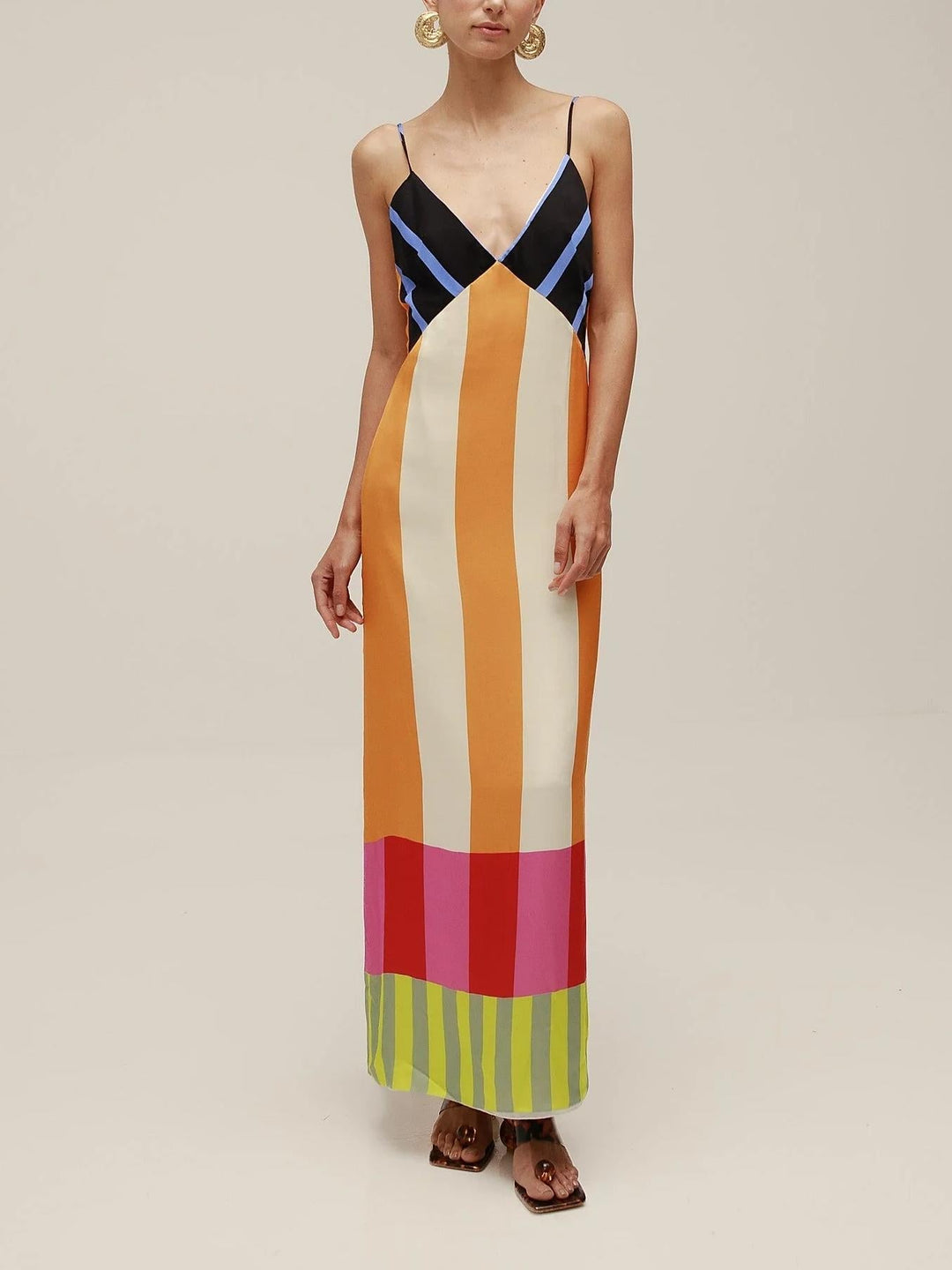 Lexie – Vibrant Striped Women’s Linen Maxi Dress