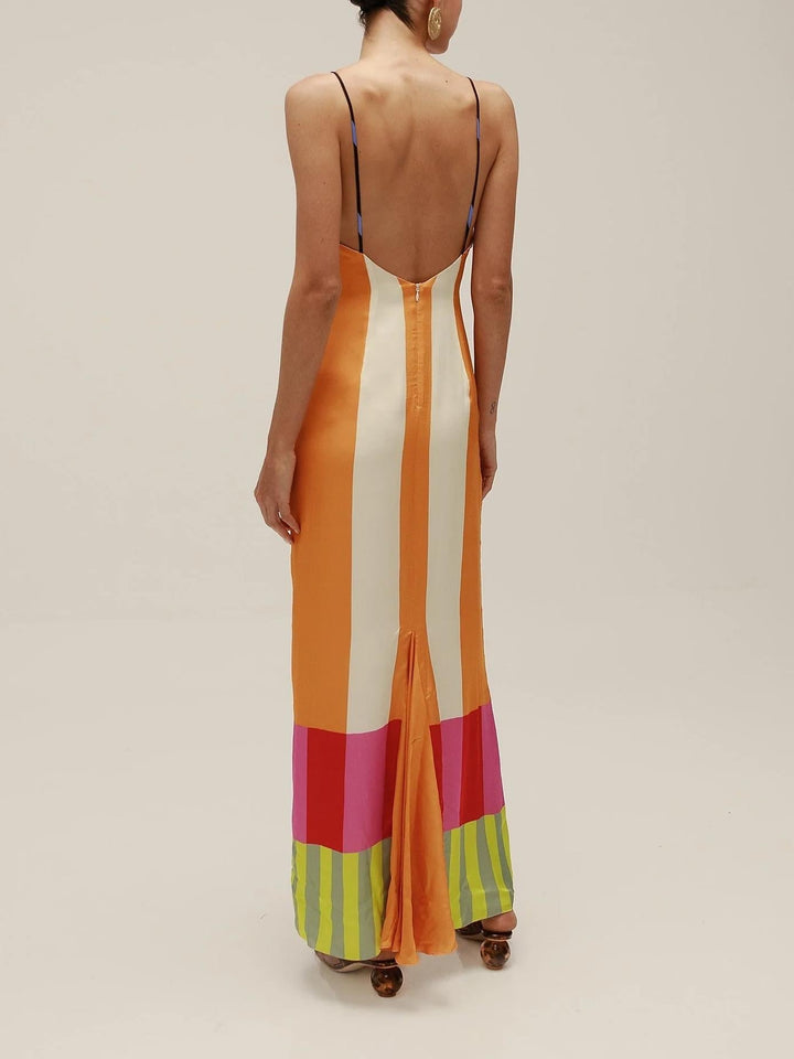Lexie – Vibrant Striped Women’s Linen Maxi Dress