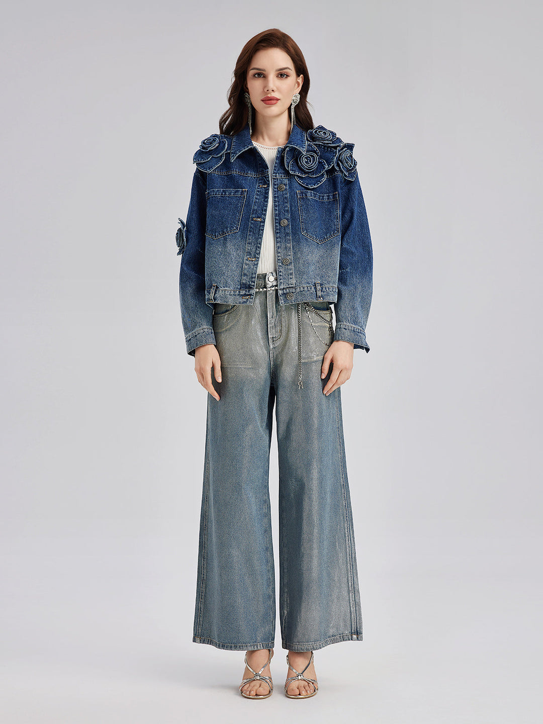 Madeline – Floral Gradient Women’s Denim Jacket