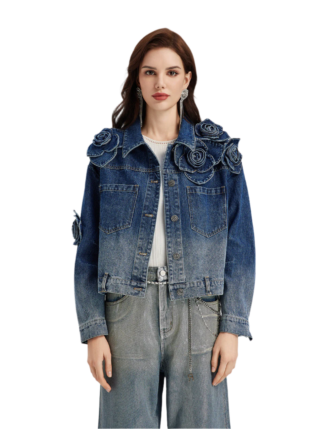 Madeline – Floral Gradient Women’s Denim Jacket
