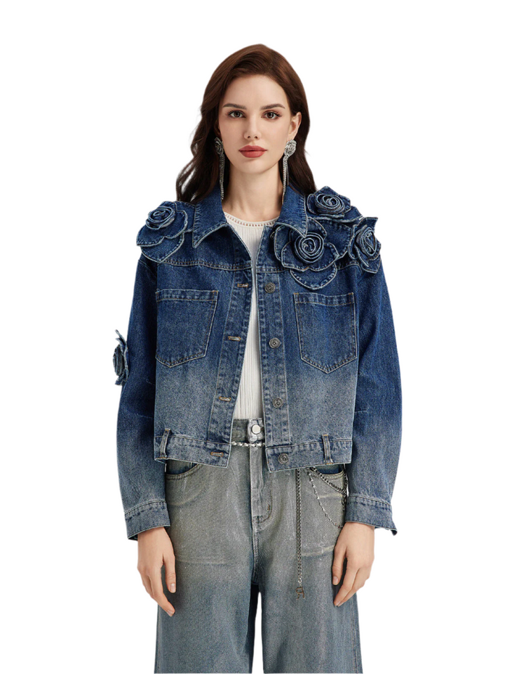 Madeline – Floral Gradient Women’s Denim Jacket