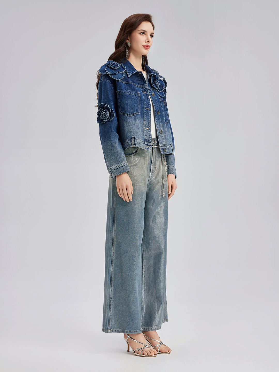 Madeline – Floral Gradient Women’s Denim Jacket
