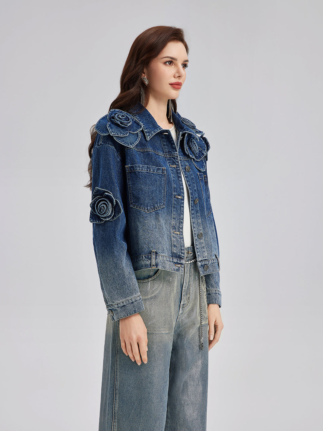 Madeline – Floral Gradient Women’s Denim Jacket