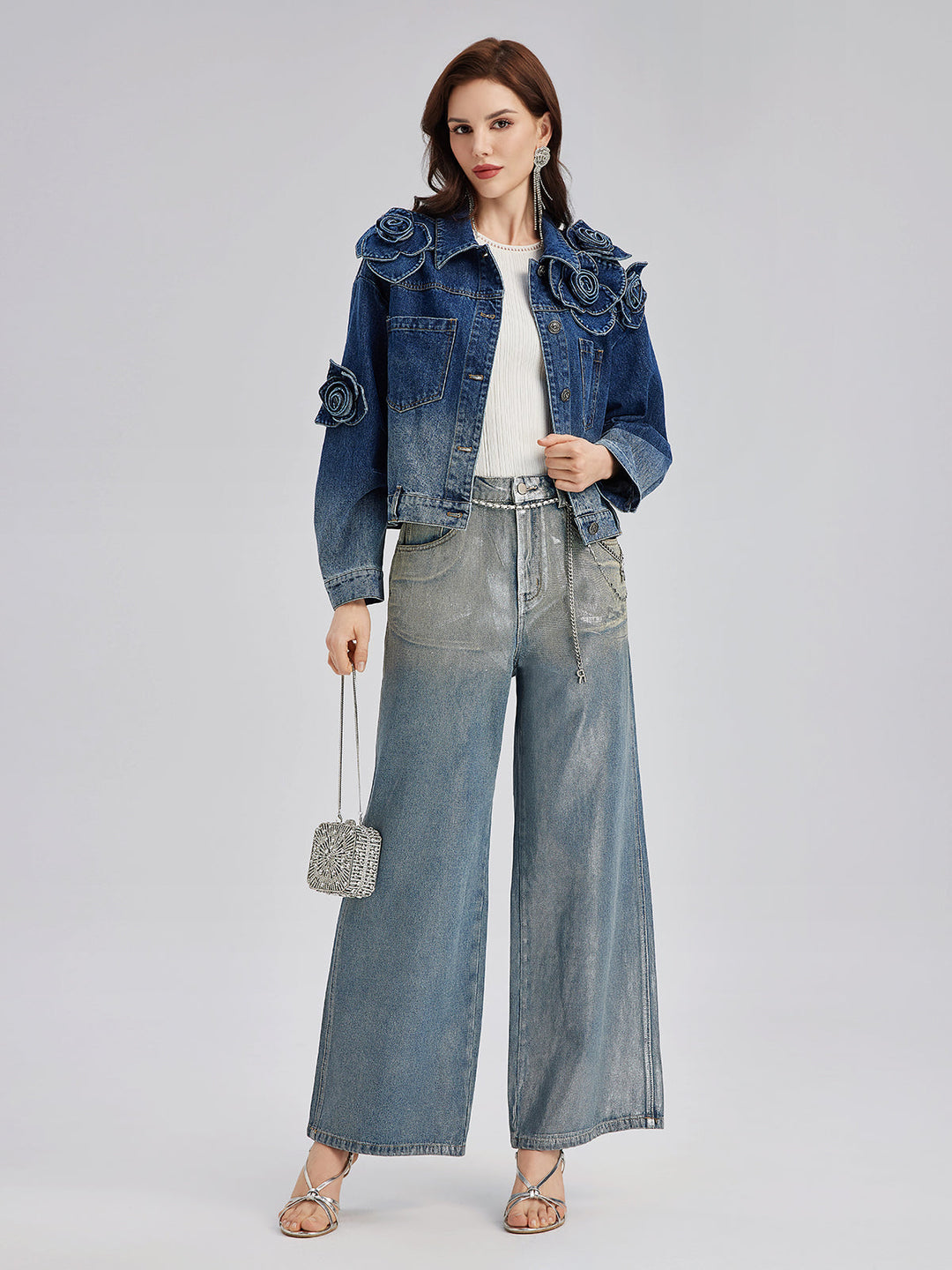 Madeline – Floral Gradient Women’s Denim Jacket
