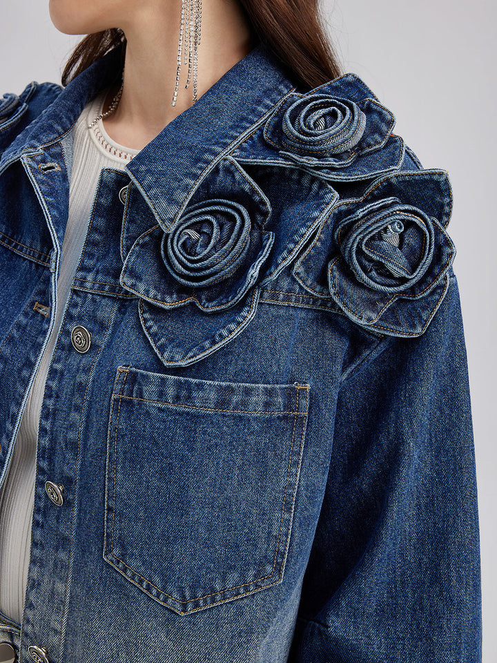 Madeline – Floral Gradient Women’s Denim Jacket