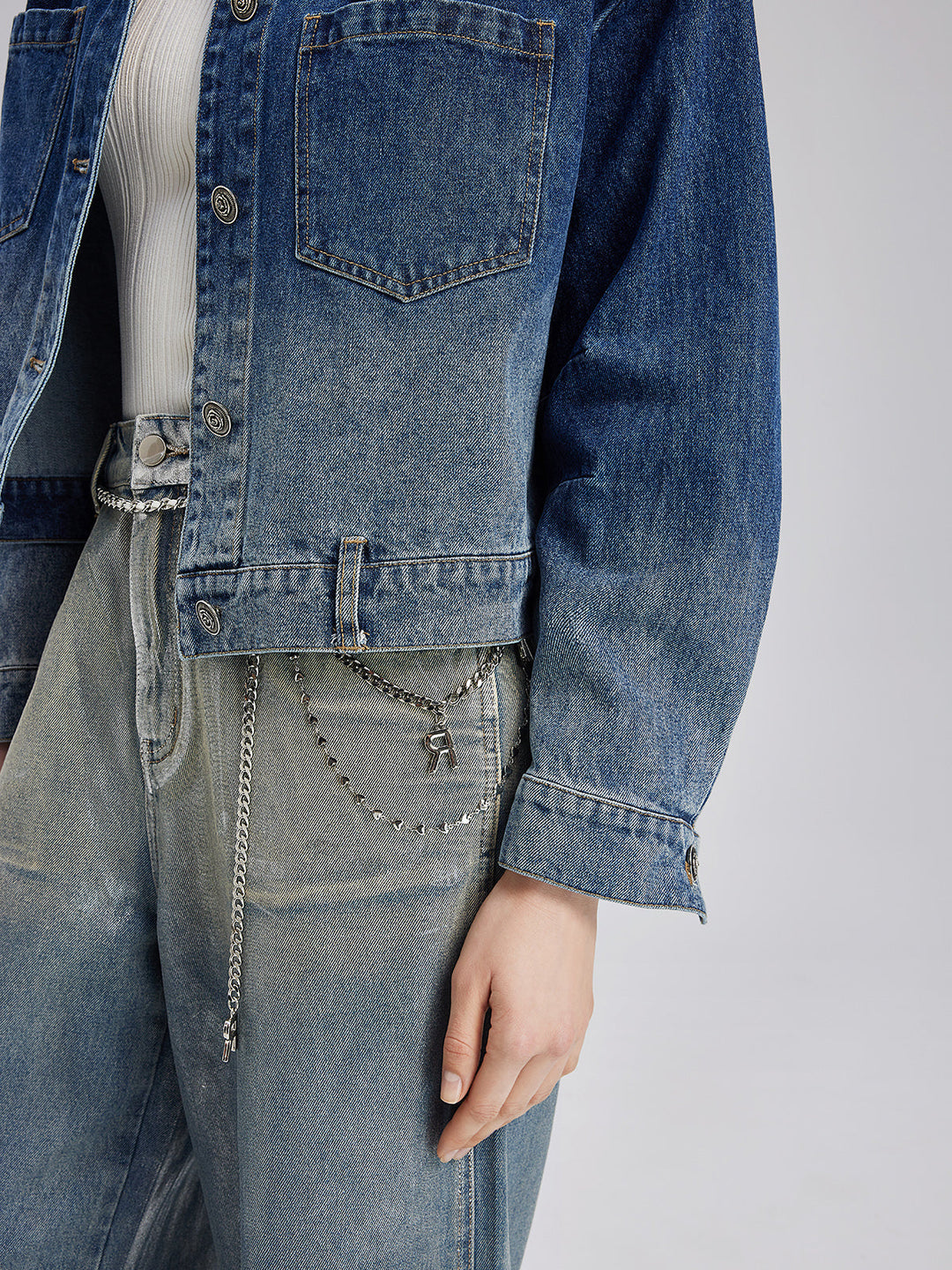 Madeline – Floral Gradient Women’s Denim Jacket