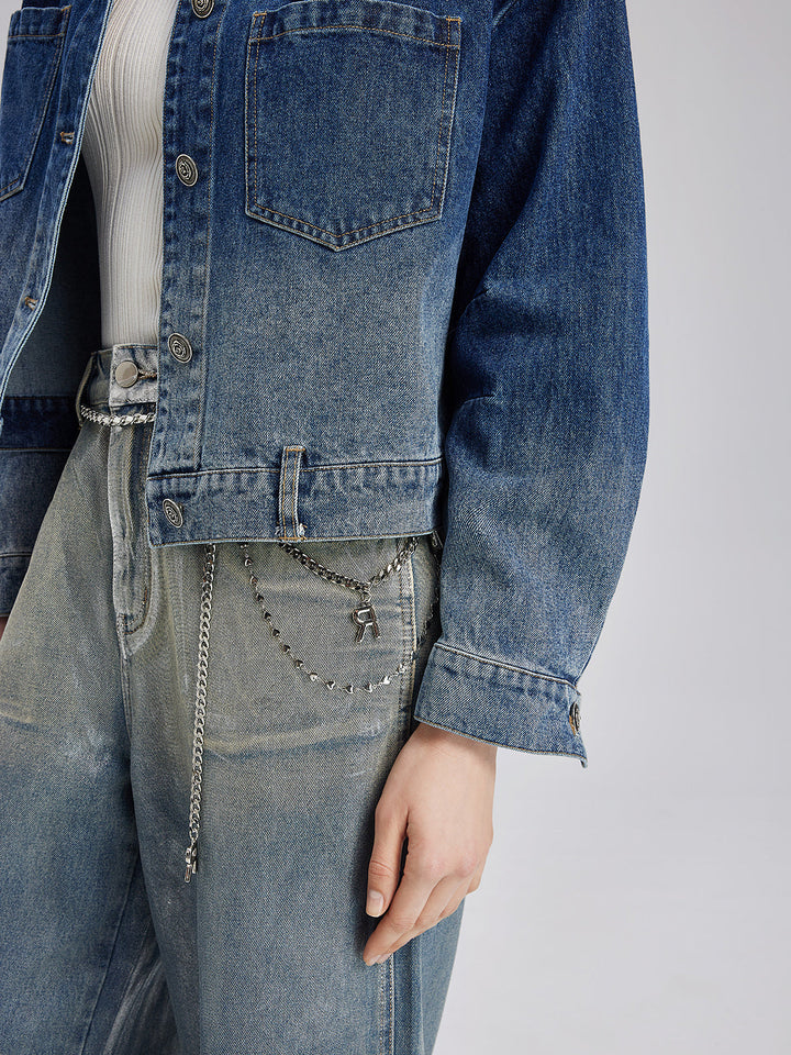 Madeline – Floral Gradient Women’s Denim Jacket