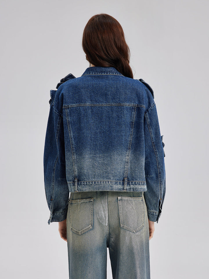 Madeline – Floral Gradient Women’s Denim Jacket