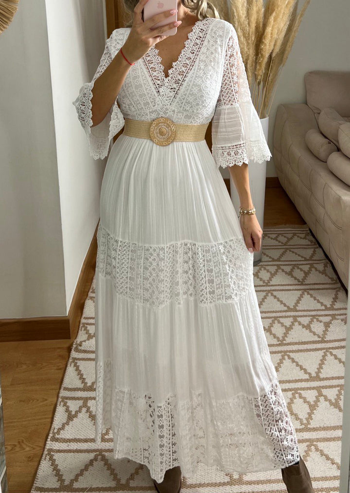 Amara – Women’s Boho Maxi Lace Dress