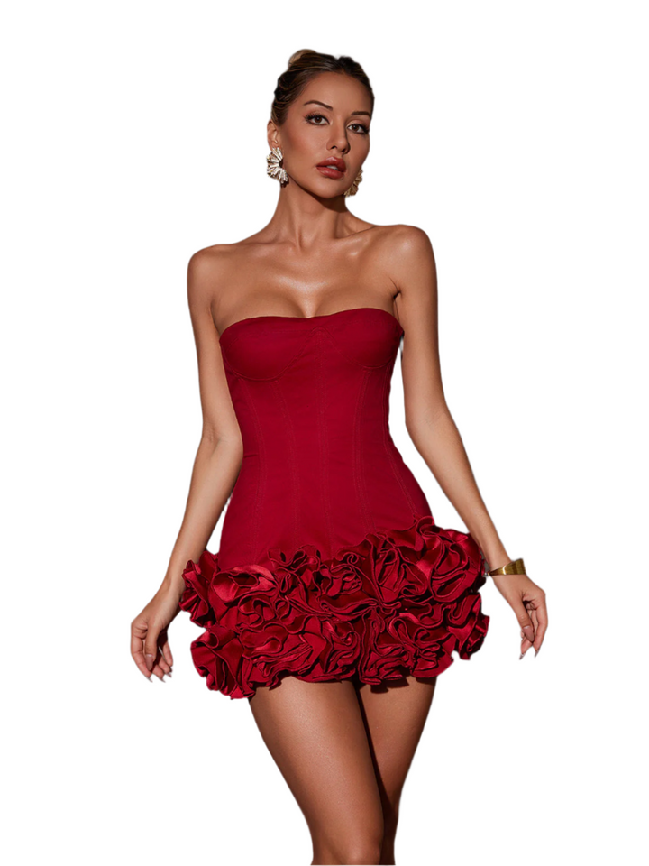 Jovielyn – Elegant Women’s Red Roses Dress