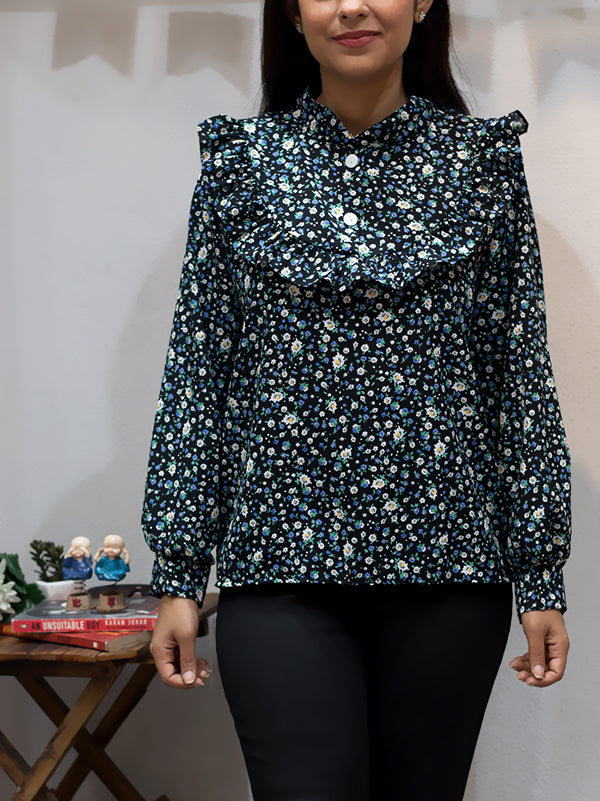 Isadora – Women’s Printed Ruffle Top