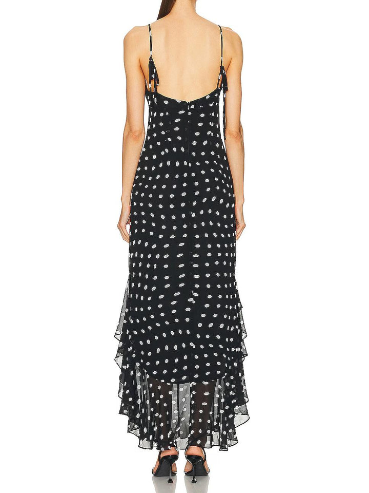 Charlotte – Flowy Women’s Polka Dot Ruffle Maxi Dress