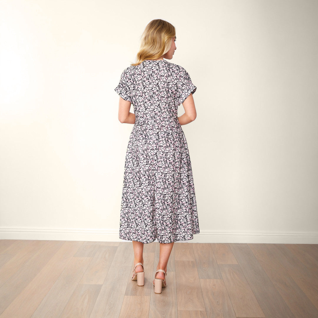 Eleanor – Floral Wrap Women’s Dress with Side Pockets