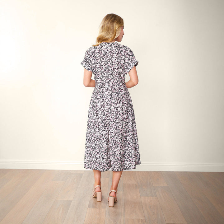 Eleanor – Floral Wrap Women’s Dress with Side Pockets