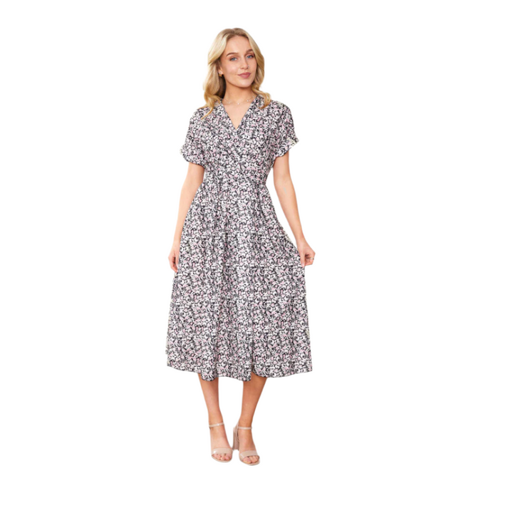 Eleanor – Floral Wrap Women’s Dress with Side Pockets