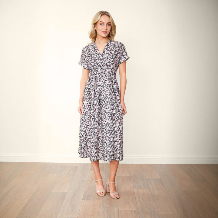 Eleanor – Floral Wrap Women’s Dress with Side Pockets