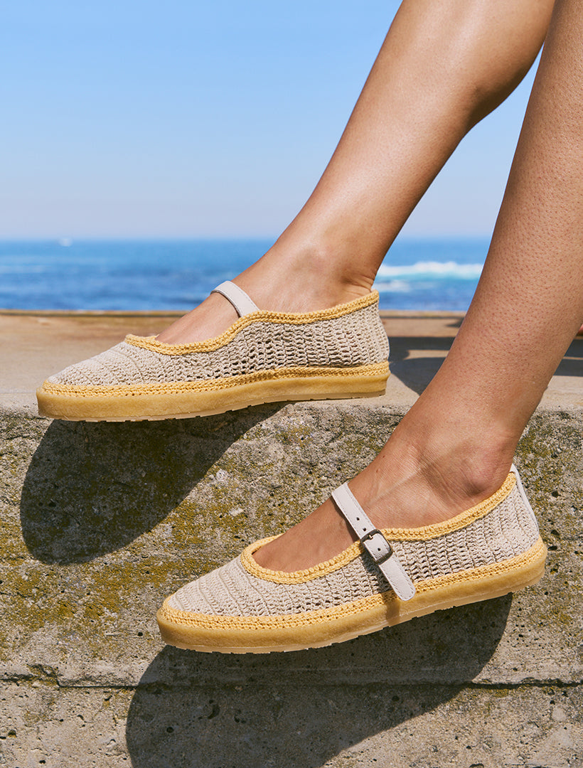 Regine – Women’s Hand-Crocheted Flats in Natural Saffron