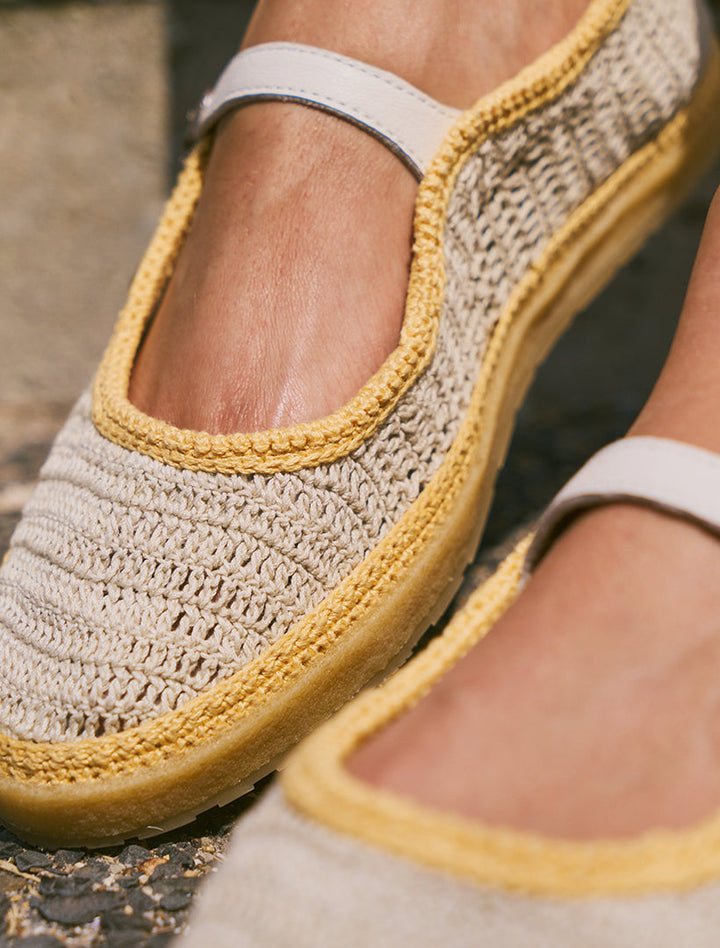 Regine – Women’s Hand-Crocheted Flats in Natural Saffron
