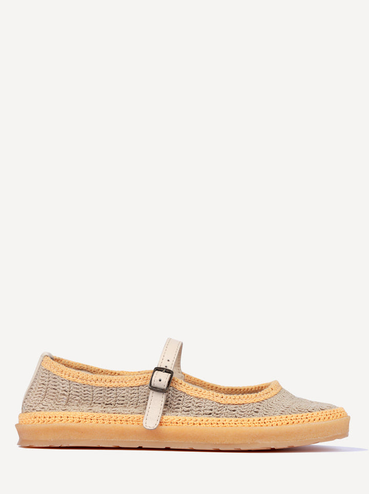 Regine – Women’s Hand-Crocheted Flats in Natural Saffron