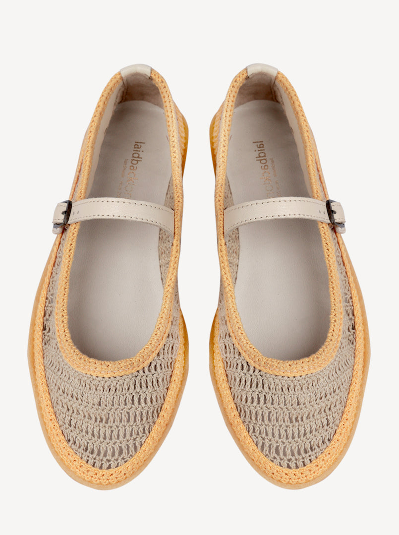 Regine – Women’s Hand-Crocheted Flats in Natural Saffron