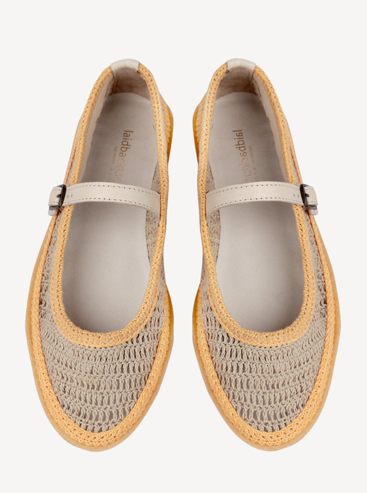 Regine – Women’s Hand-Crocheted Flats in Natural Saffron