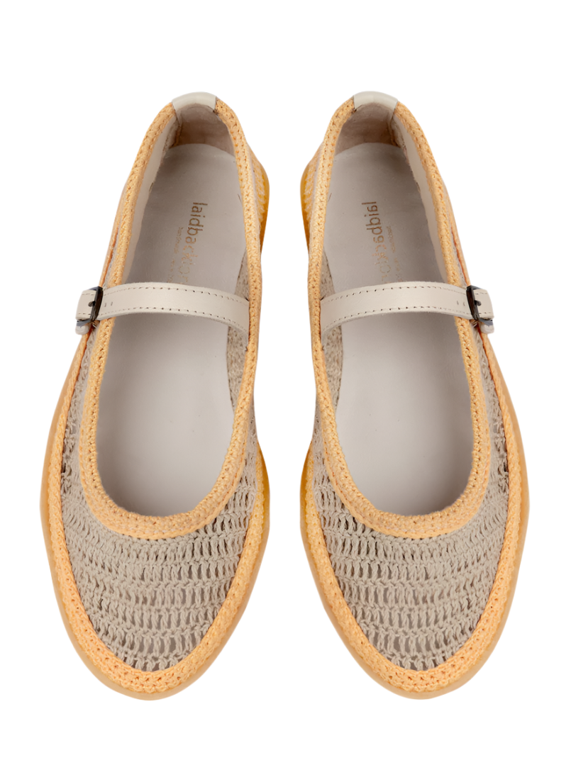 Regine – Women’s Hand-Crocheted Flats in Natural Saffron