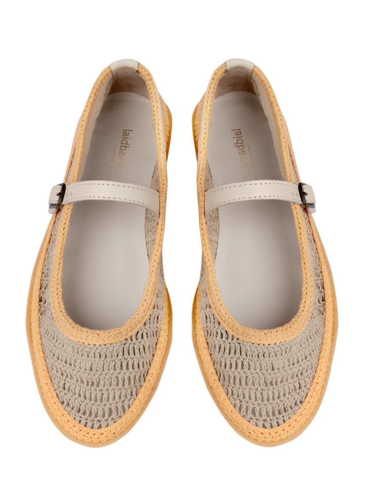 Regine – Women’s Hand-Crocheted Flats in Natural Saffron
