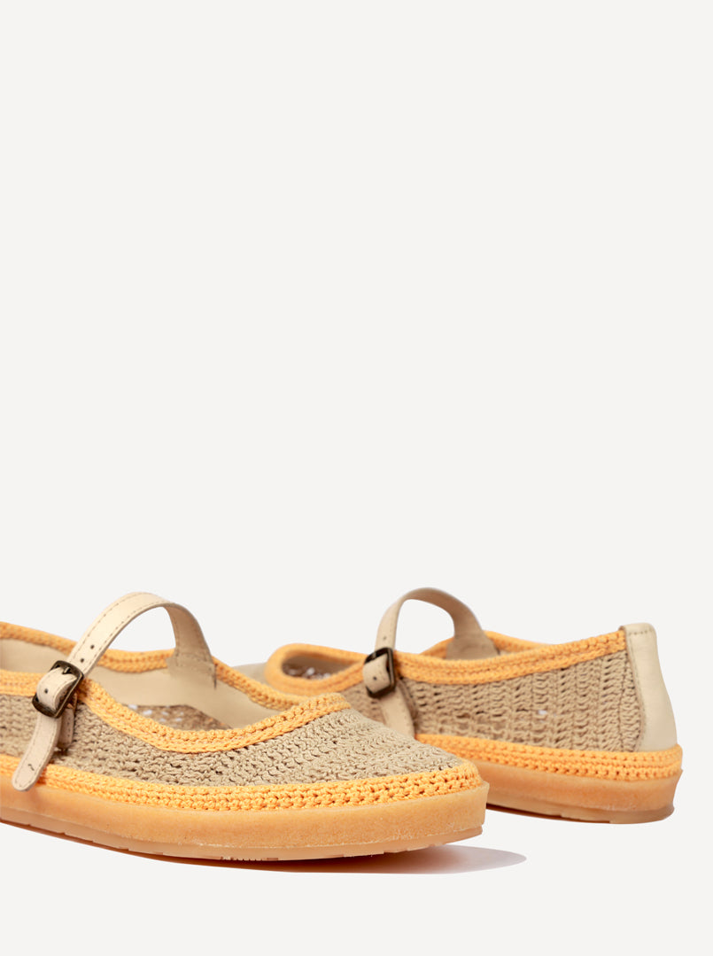 Regine – Women’s Hand-Crocheted Flats in Natural Saffron