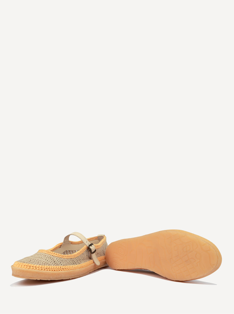 Regine – Women’s Hand-Crocheted Flats in Natural Saffron