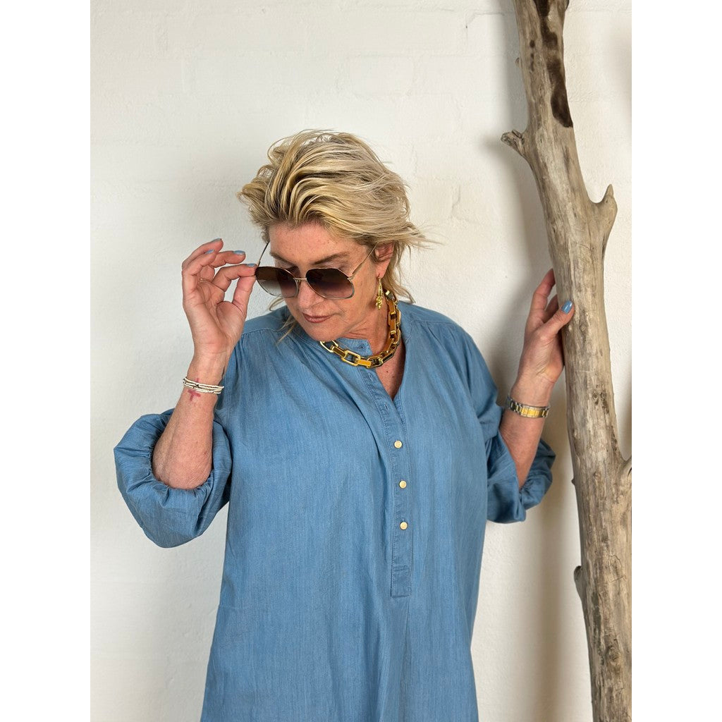 Lillian – Light Blue Women’s Short Denim Dress
