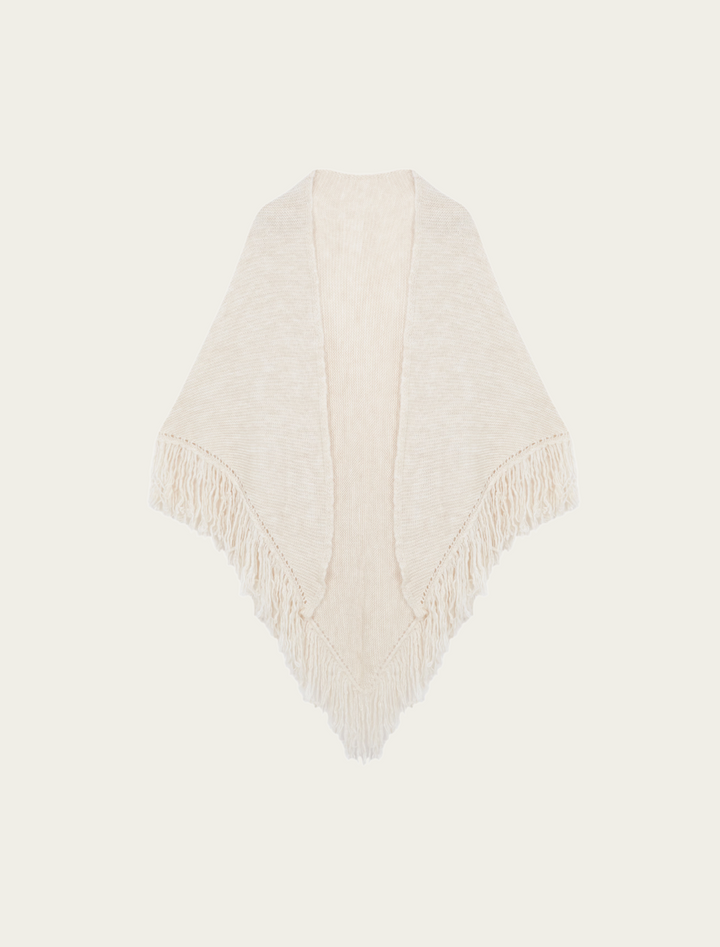 Lucienne – Textured White Women’s Oversized Poncho