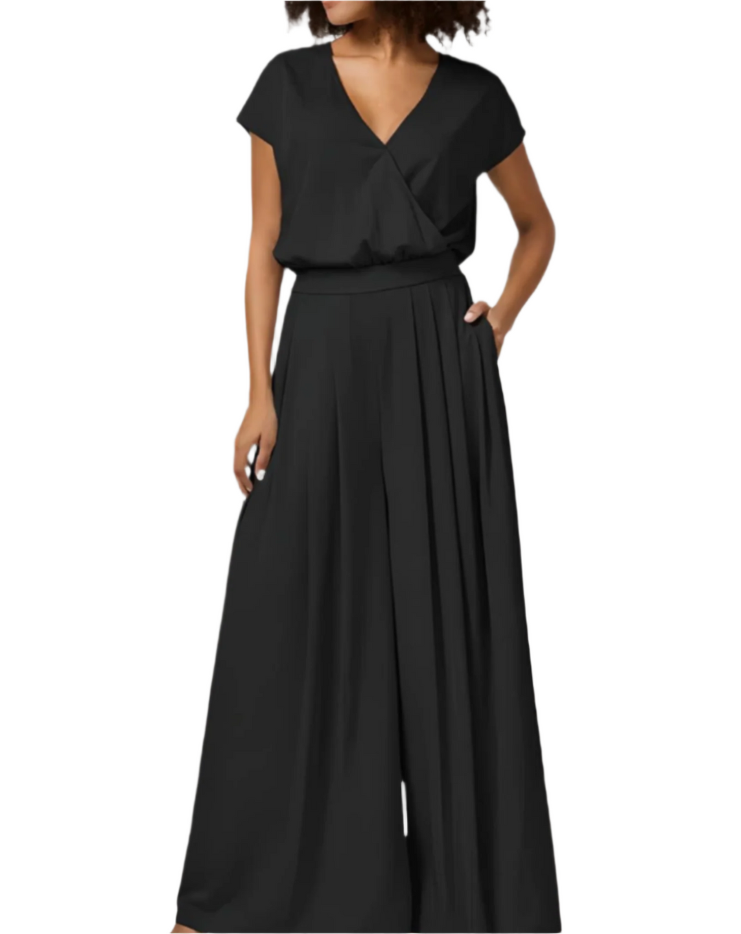 Samantha – Flowy Women’s V-Neck Pocket Jumpsuit